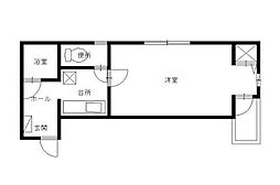 JR山陽本線 福山駅 徒歩26分の賃貸マンション 2階1Kの間取り