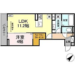 JR山陽本線 福山駅 3.6kmの賃貸アパート 2階1LDKの間取り