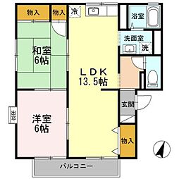 JR山陽本線 東尾道駅 徒歩5分の賃貸アパート 2階2LDKの間取り