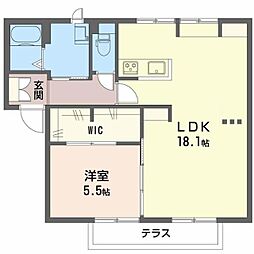 JR福塩線 横尾駅 徒歩5分の賃貸アパート 1階1LDKの間取り