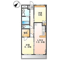 ニコ泉 2階2LDKの間取り