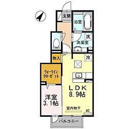 JR山陽本線 東福山駅 徒歩25分の賃貸アパート 1階1LDKの間取り