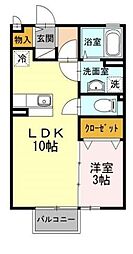 JR山陽本線 福山駅 徒歩15分の賃貸アパート 2階1LDKの間取り