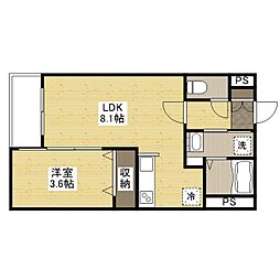JR山陽本線 東福山駅 徒歩27分の賃貸マンション 1階1LDKの間取り