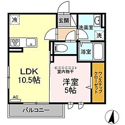 JR山陽本線 福山駅 徒歩10分の賃貸アパート 3階1LDKの間取り