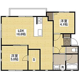 JR山陽本線 東福山駅 4.4kmの賃貸アパート 1階2SLDKの間取り