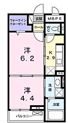 JR山陽本線 東尾道駅 4.1kmの賃貸マンション 1階2Kの間取り