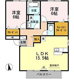 JR山陽本線 東福山駅 徒歩31分の賃貸アパート 2階2LDKの間取り