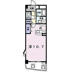 JR山陽本線 東福山駅 徒歩32分の賃貸マンション 2階1Kの間取り