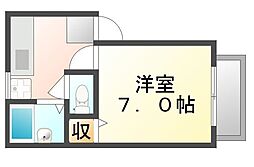 JR山陽本線 東福山駅 徒歩10分の賃貸アパート 2階1Kの間取り