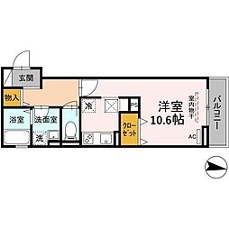 JR山陽本線 東福山駅 徒歩28分の賃貸アパート 1階ワンルームの間取り