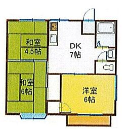 JR福塩線 横尾駅 徒歩17分の賃貸アパート 2階3DKの間取り