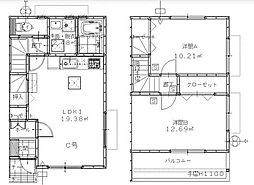 JR山陽本線 大門駅 徒歩37分の賃貸アパート 1階2LDKの間取り