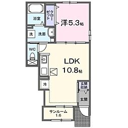 JR山陽本線 尾道駅 3.2kmの賃貸アパート 1階1LDKの間取り