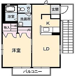 JR山陽本線 福山駅 徒歩31分の賃貸アパート 1階1LDKの間取り