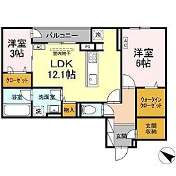 JR山陽本線 東福山駅 徒歩3分の賃貸アパート 3階2LDKの間取り