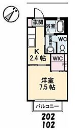 JR山陽本線 東尾道駅 徒歩19分の賃貸アパート 2階1Kの間取り