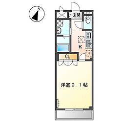 サントレノ 1階1Kの間取り
