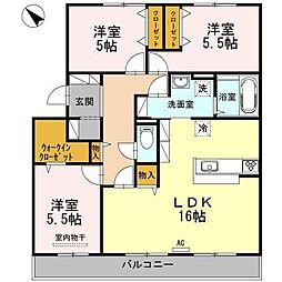 JR山陽本線 東福山駅 徒歩10分の賃貸アパート 3階3LDKの間取り