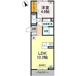 JR山陽本線 東福山駅 3.6kmの賃貸アパート 1階1LDKの間取り
