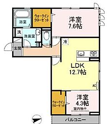 JR山陽本線 東福山駅 5.1kmの賃貸アパート 3階2LDKの間取り