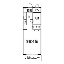 JR山陽本線 東福山駅 徒歩5分の賃貸マンション 6階1Kの間取り