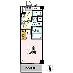 JR山陽本線 福山駅 徒歩9分の賃貸マンション 6階1Kの間取り