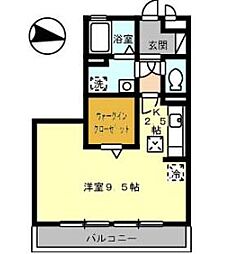 JR山陽本線 福山駅 徒歩21分の賃貸アパート 1階ワンルームの間取り