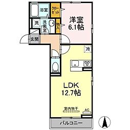 JR山陽本線 大門駅 徒歩8分の賃貸アパート 2階1LDKの間取り