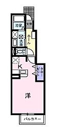JR福塩線 高木駅 徒歩5分の賃貸アパート 1階1Kの間取り