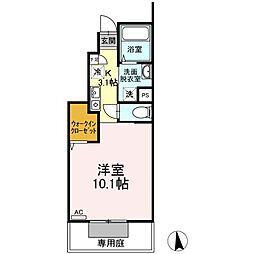 JR山陽本線 東福山駅 徒歩34分の賃貸アパート 1階1Kの間取り