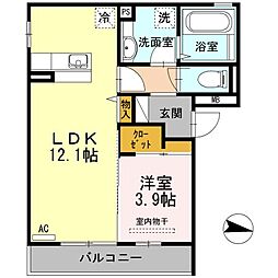 JR山陽本線 東福山駅 徒歩19分の賃貸アパート 2階1LDKの間取り