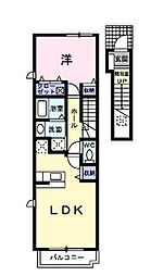 JR山陽本線 東福山駅 3.7kmの賃貸アパート 2階1LDKの間取り