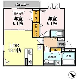 JR山陽本線 福山駅 徒歩31分の賃貸アパート 2階2LDKの間取り