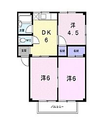 JR山陽本線 福山駅 バス10分 川口町東下車 徒歩3分の賃貸アパート 2階3DKの間取り