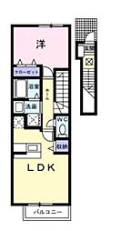 JR山陽本線 東福山駅 徒歩15分の賃貸アパート 2階1LDKの間取り