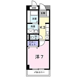 JR山陽本線 東福山駅 徒歩22分の賃貸マンション 1階1Kの間取り