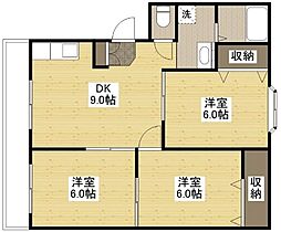 JR山陽本線 東福山駅 徒歩34分の賃貸アパート 1階3DKの間取り