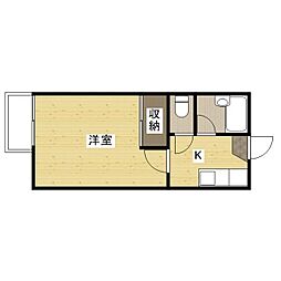JR山陽本線 松永駅 徒歩10分の賃貸アパート 1階1Kの間取り
