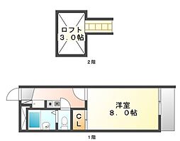 JR山陽本線 福山駅 徒歩10分の賃貸アパート 1階1Kの間取り