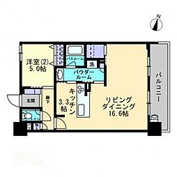 JR山陽本線 福山駅 徒歩1分の賃貸マンション 17階1LDKの間取り