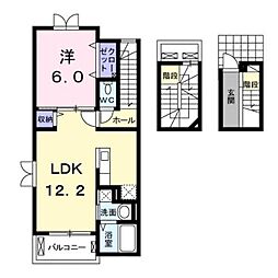 JR山陽本線 東尾道駅 徒歩15分の賃貸アパート 3階1LDKの間取り