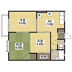 JR山陽本線 福山駅 5.5kmの賃貸アパート 2階3DKの間取り