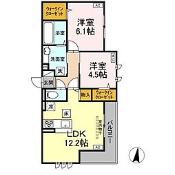 JR山陽本線 東福山駅 徒歩31分の賃貸アパート 3階2LDKの間取り