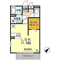 JR山陽本線 東福山駅 徒歩22分の賃貸アパート 2階ワンルームの間取り