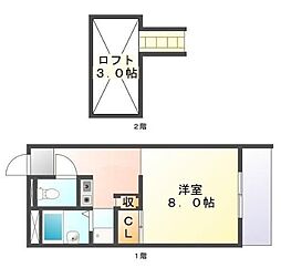 JR福塩線 湯田村駅 徒歩10分の賃貸アパート 1階1Kの間取り