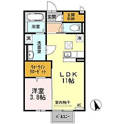 JR山陽本線 東尾道駅 徒歩20分の賃貸アパート 1階1LDKの間取り