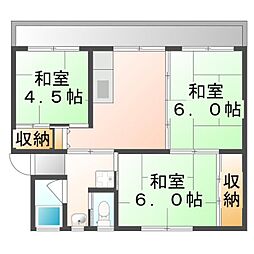 JR呉線 大乗駅 徒歩3分の賃貸マンション 2階3DKの間取り