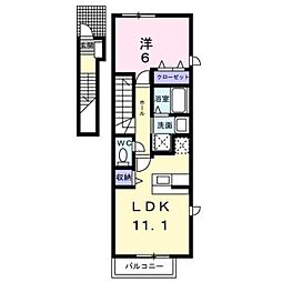 JR山陽新幹線 新尾道駅 徒歩37分の賃貸アパート 2階1LDKの間取り