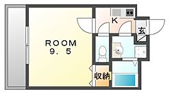 JR山陽本線 大門駅 徒歩3分の賃貸マンション 2階1Kの間取り